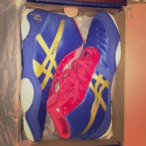 ASICS Blue Red and Gold Wrestling Shoes